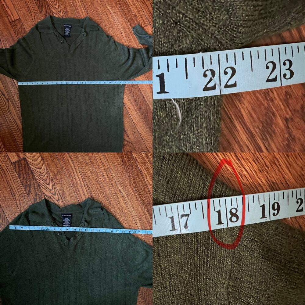 Vintage 90s Olive Button Collar Sweater Mens L Polo Cozy Minimalist - Picture 14 of 17